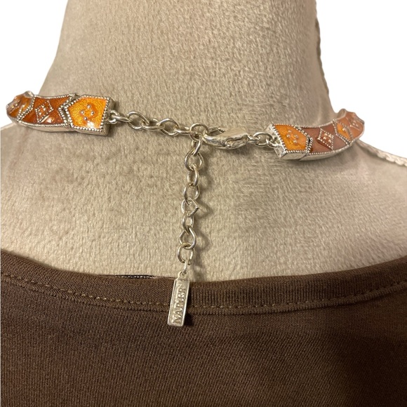 Napier Orange & Silver Enamel Necklace & Bracelet Set - Picture 6 of 6